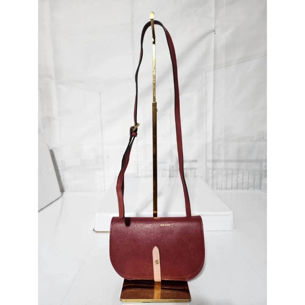 Celine Leather Strap Clutch Wine